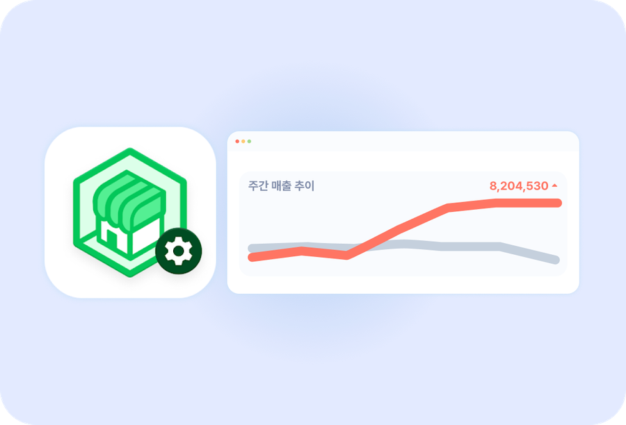 서버 연동으로 주간 매출 추이가 상승하는 그래프