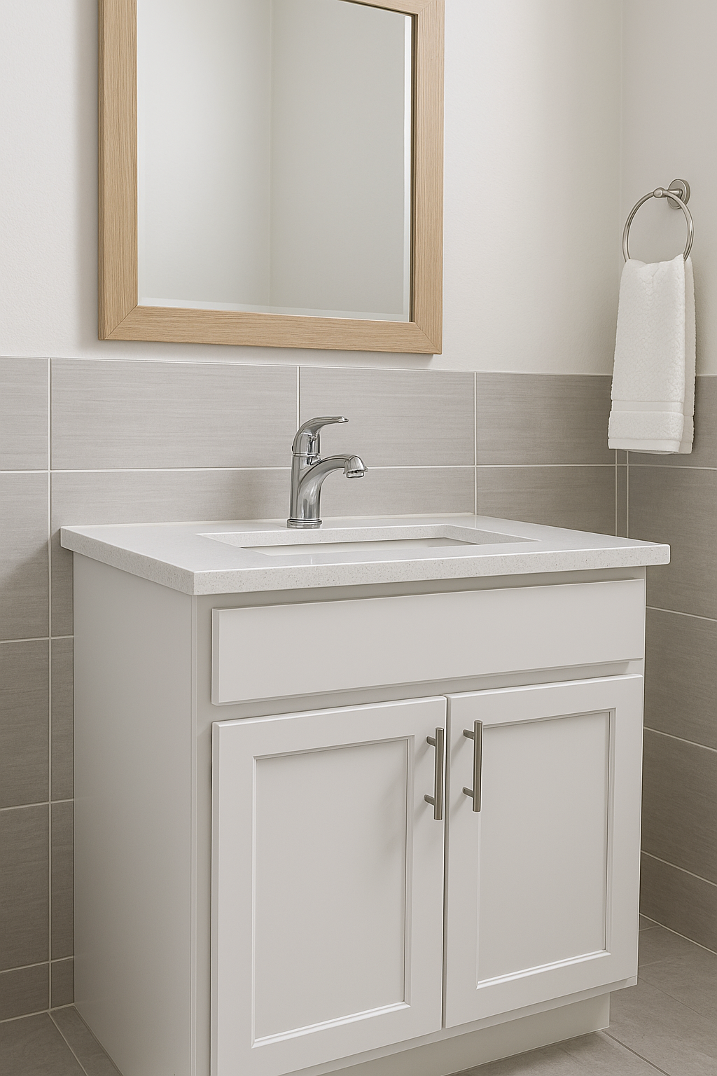 심플한 세면대와 수건