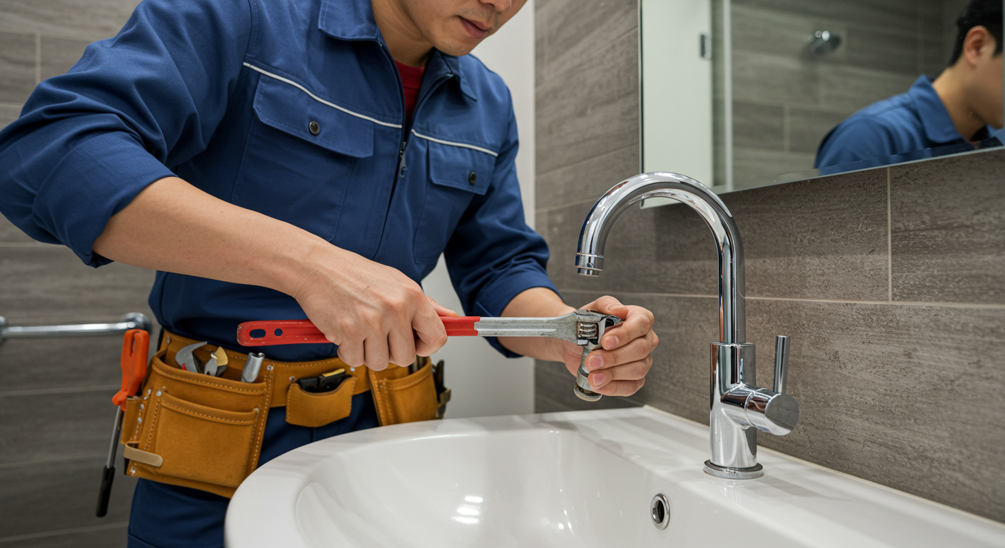 수전 교체 작업 모습